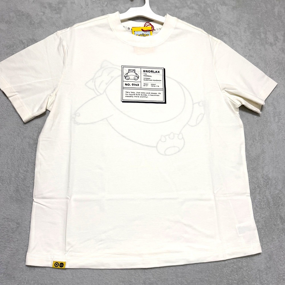Gamer Anime Graphic Snorlax Pokemon T Shirt Mens XS Cream Off-White New